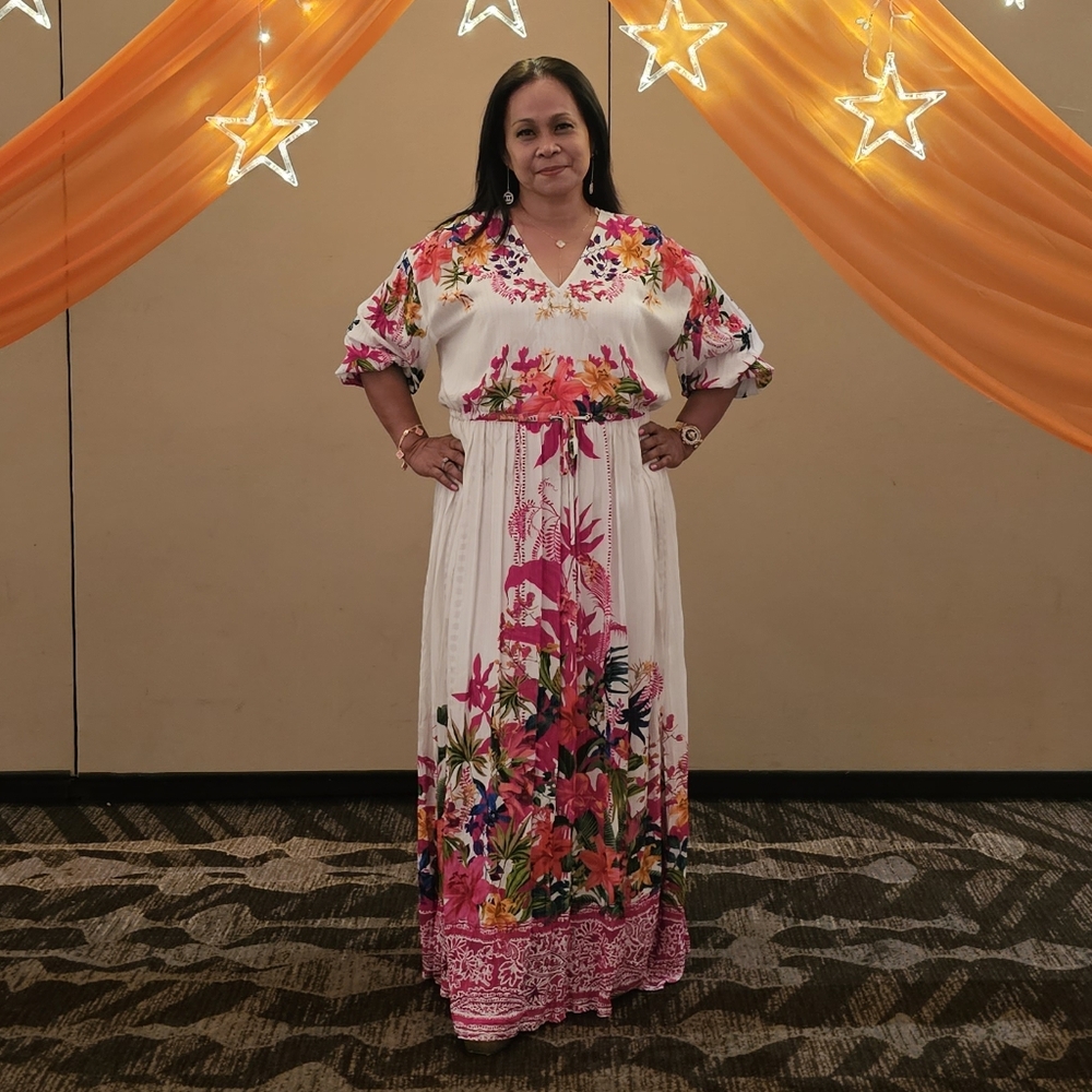 INC International Concepts Women's Floral V-Neck Maxi Dress Size Large - Picture 15 of 15